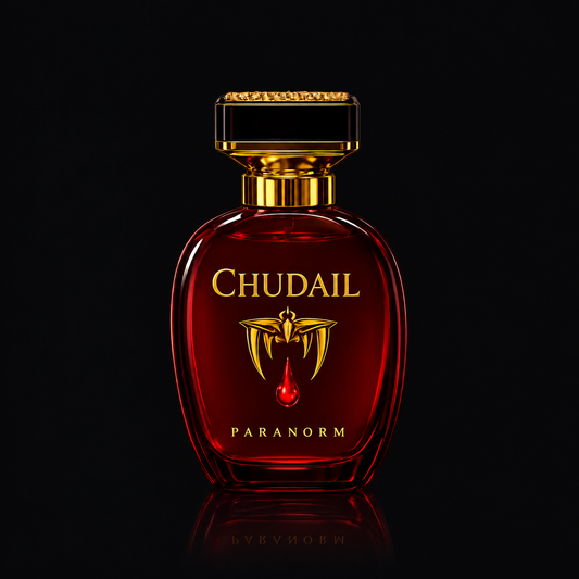 CHUDAIL perfume on a dark charcoal background